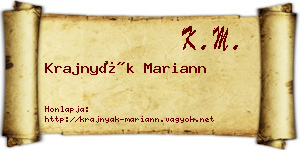 Krajnyák Mariann névjegykártya